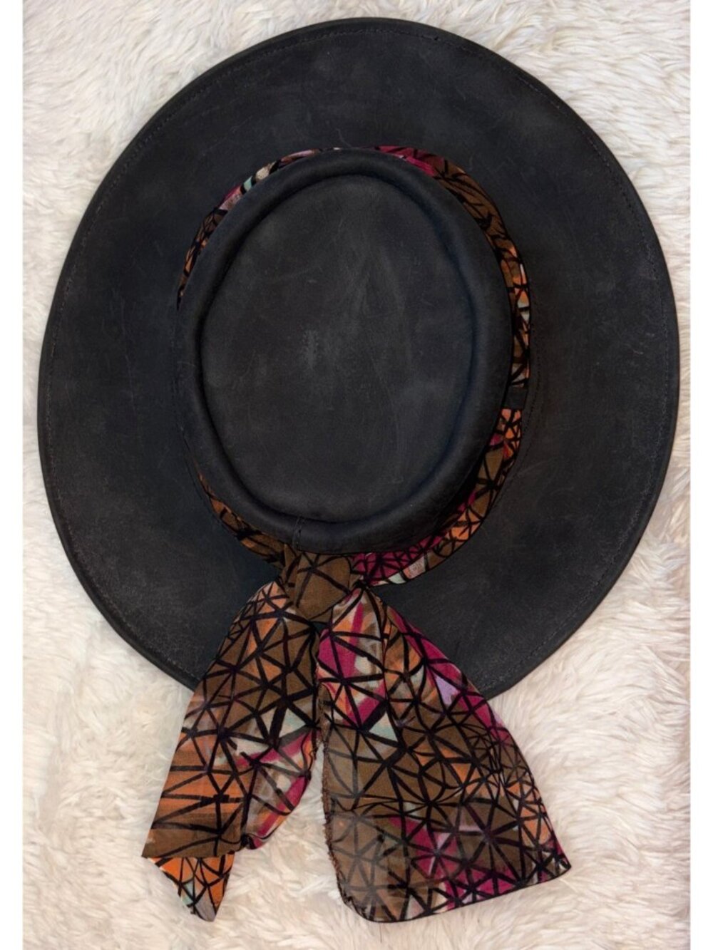 Women Brushed  Black Jacaru Leather Australian Outback Hat Made in Australia M